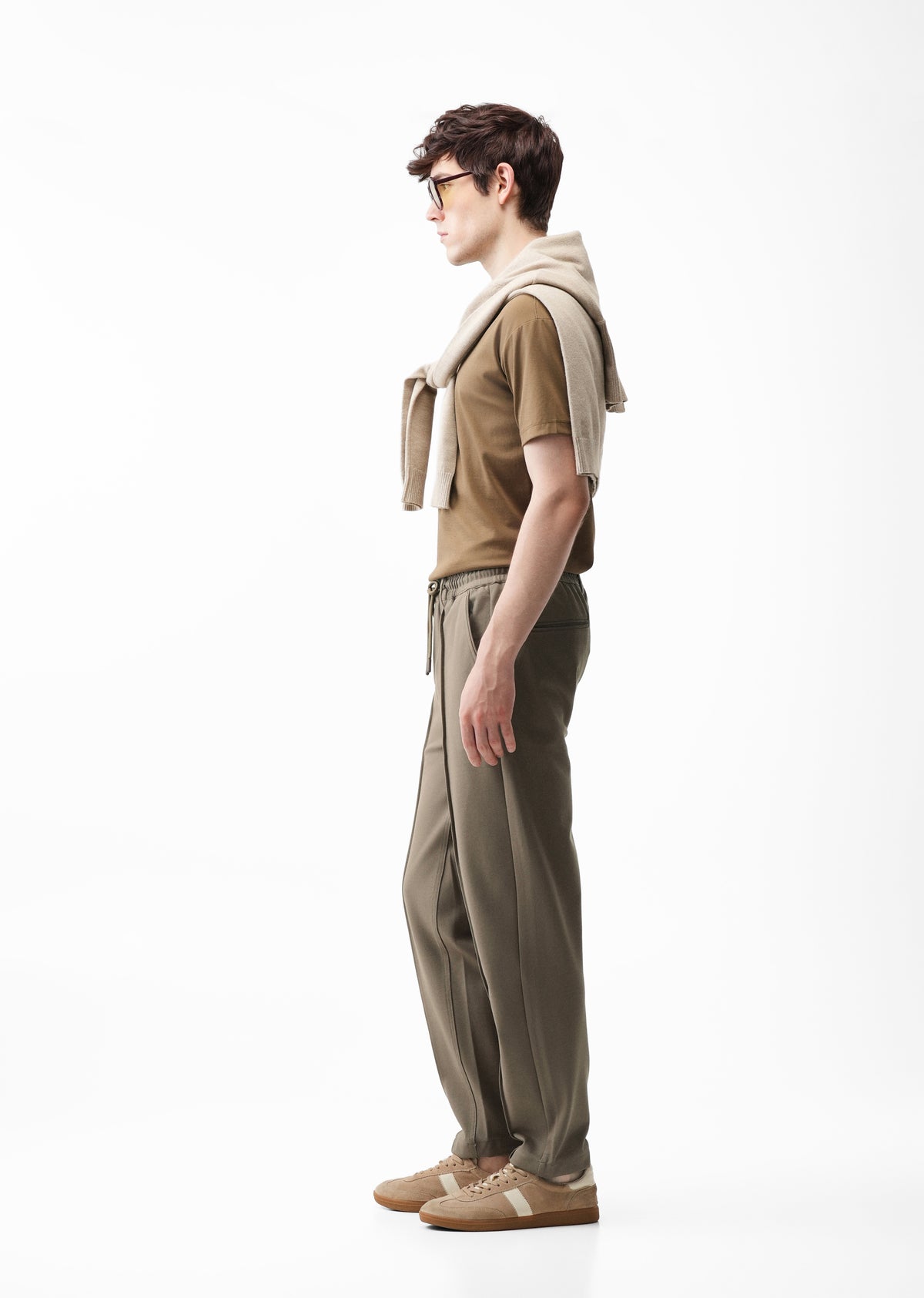 Olive Grey Relaxed Fit Drawstring Trouser