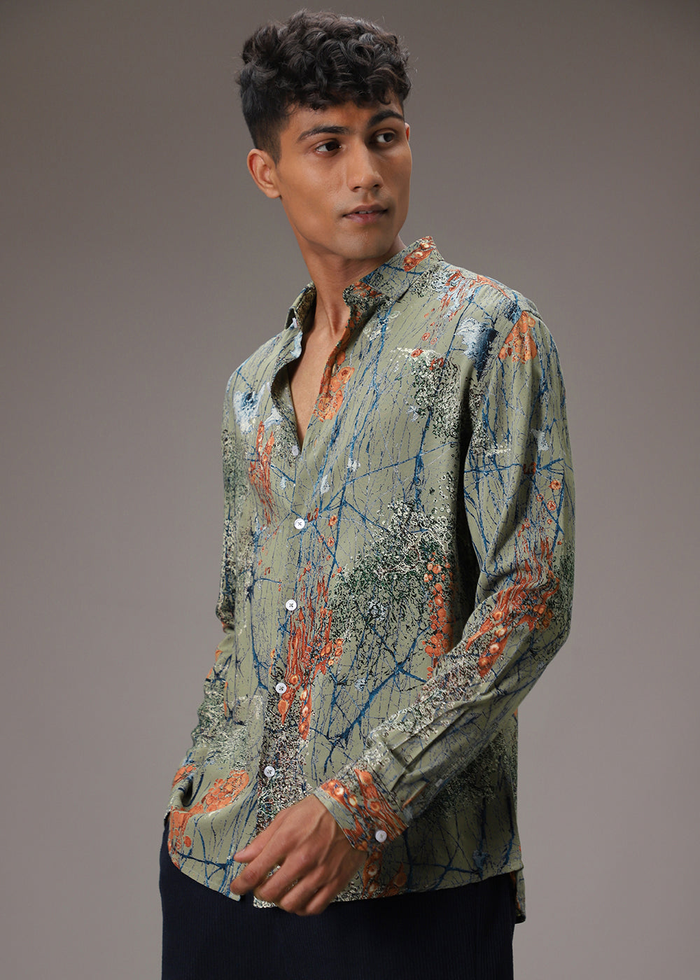 Olive Green Feather Shirt