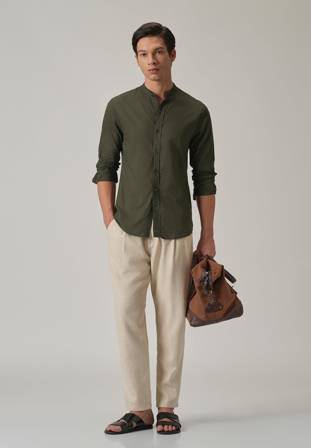 Olive Grove Plain Cotton Shirt