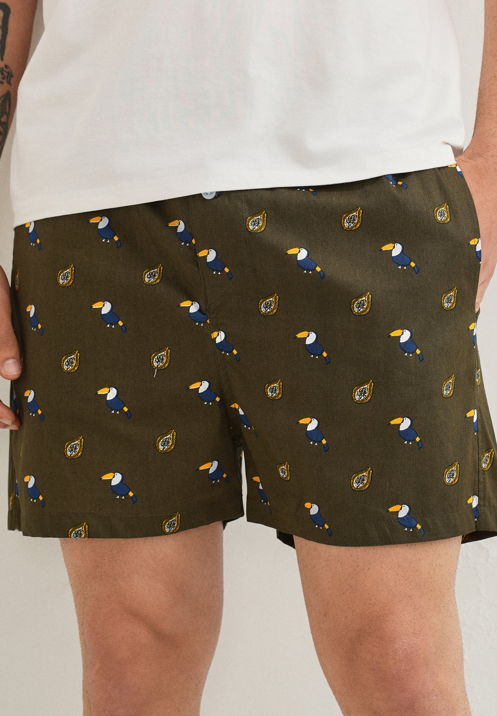 Olive Hornbill Printed Boxer