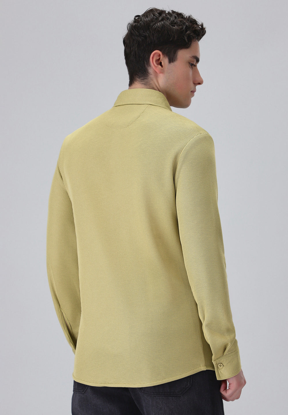 Olive Plain Knitted Shirt