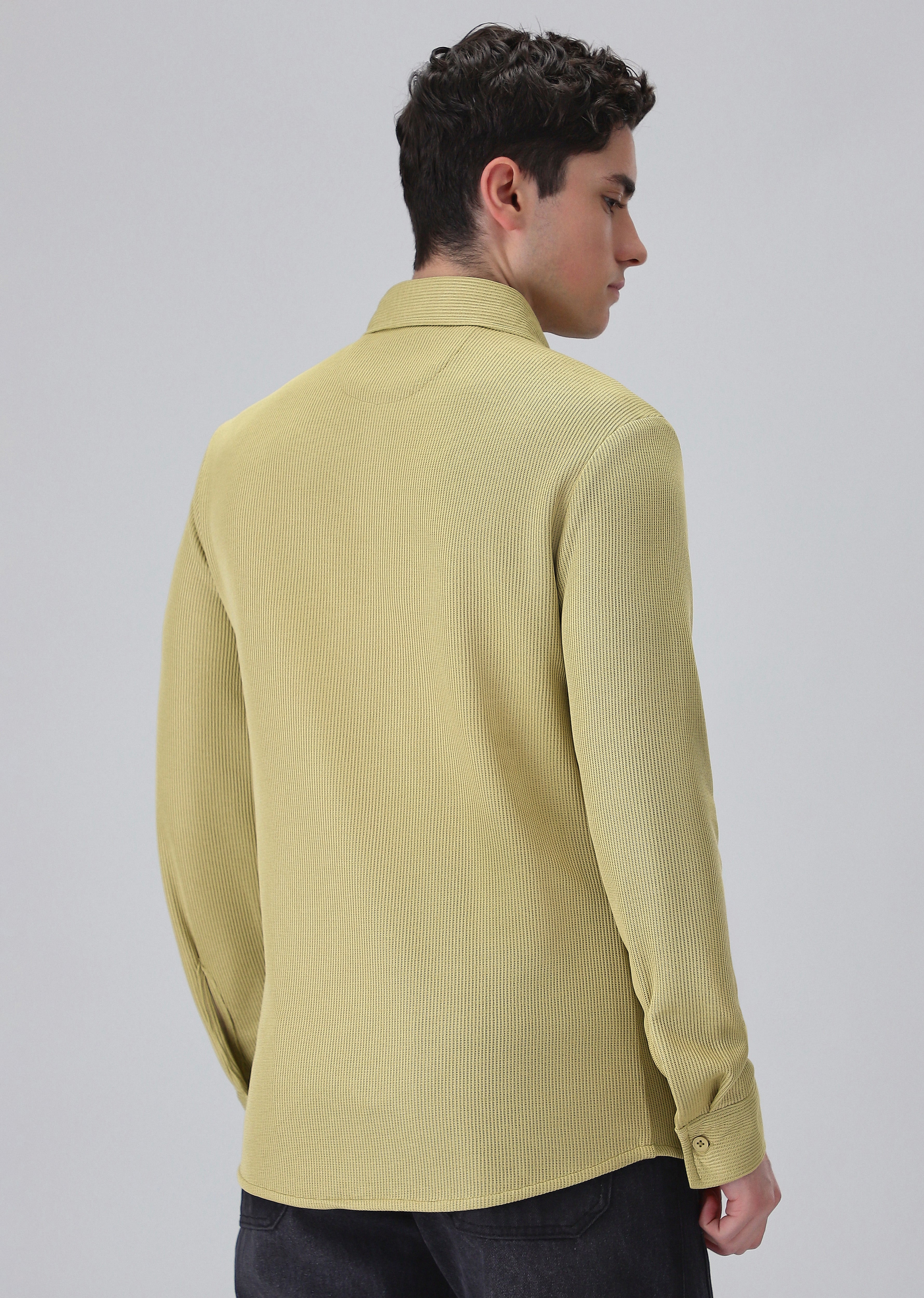 Olive Plain Knitted Shirt