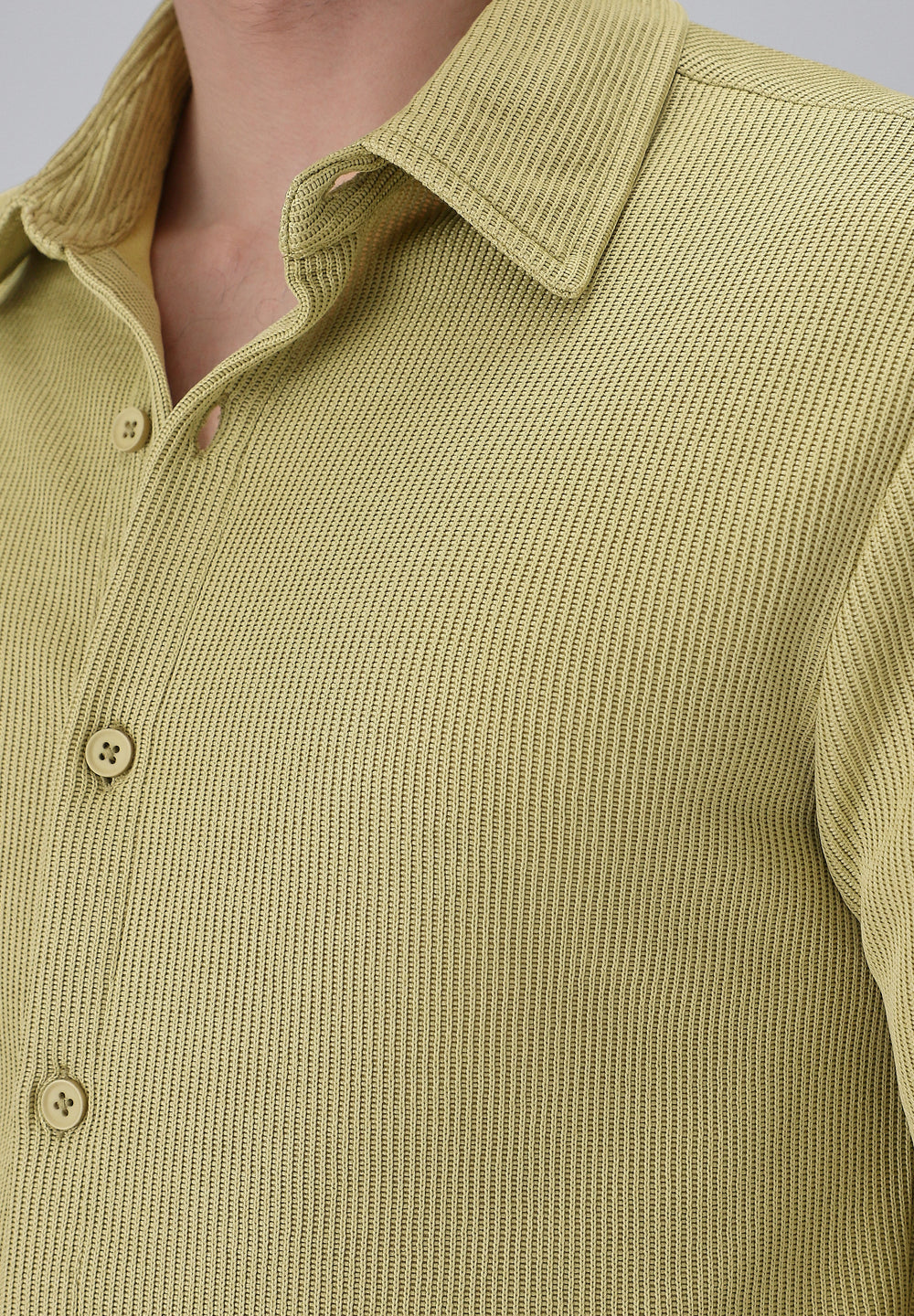 Olive Plain Knitted Shirt