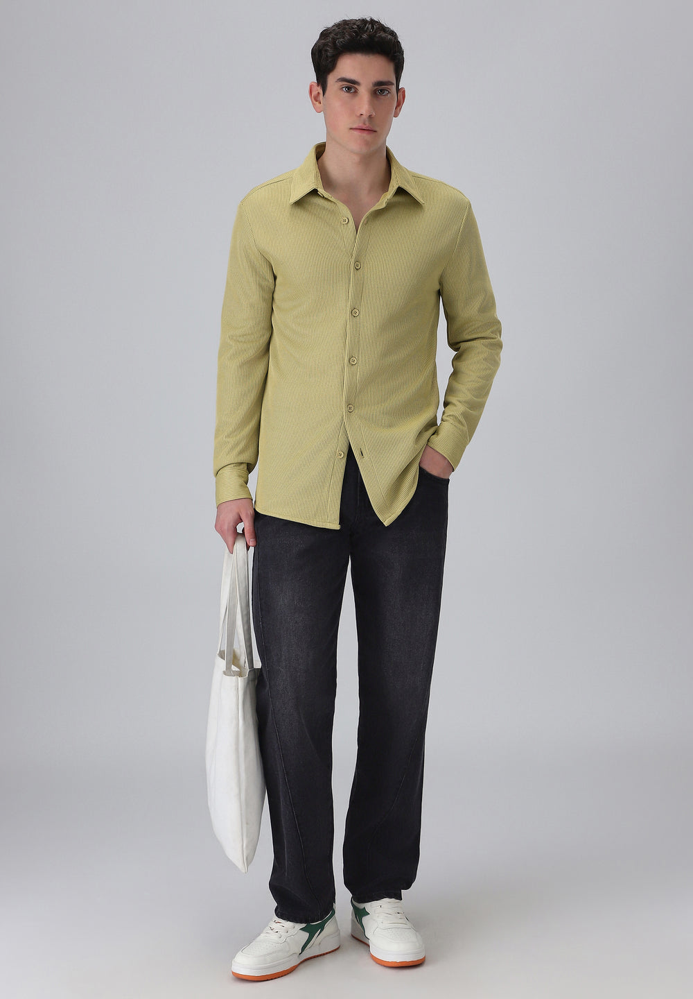 Olive Plain Knitted Shirt
