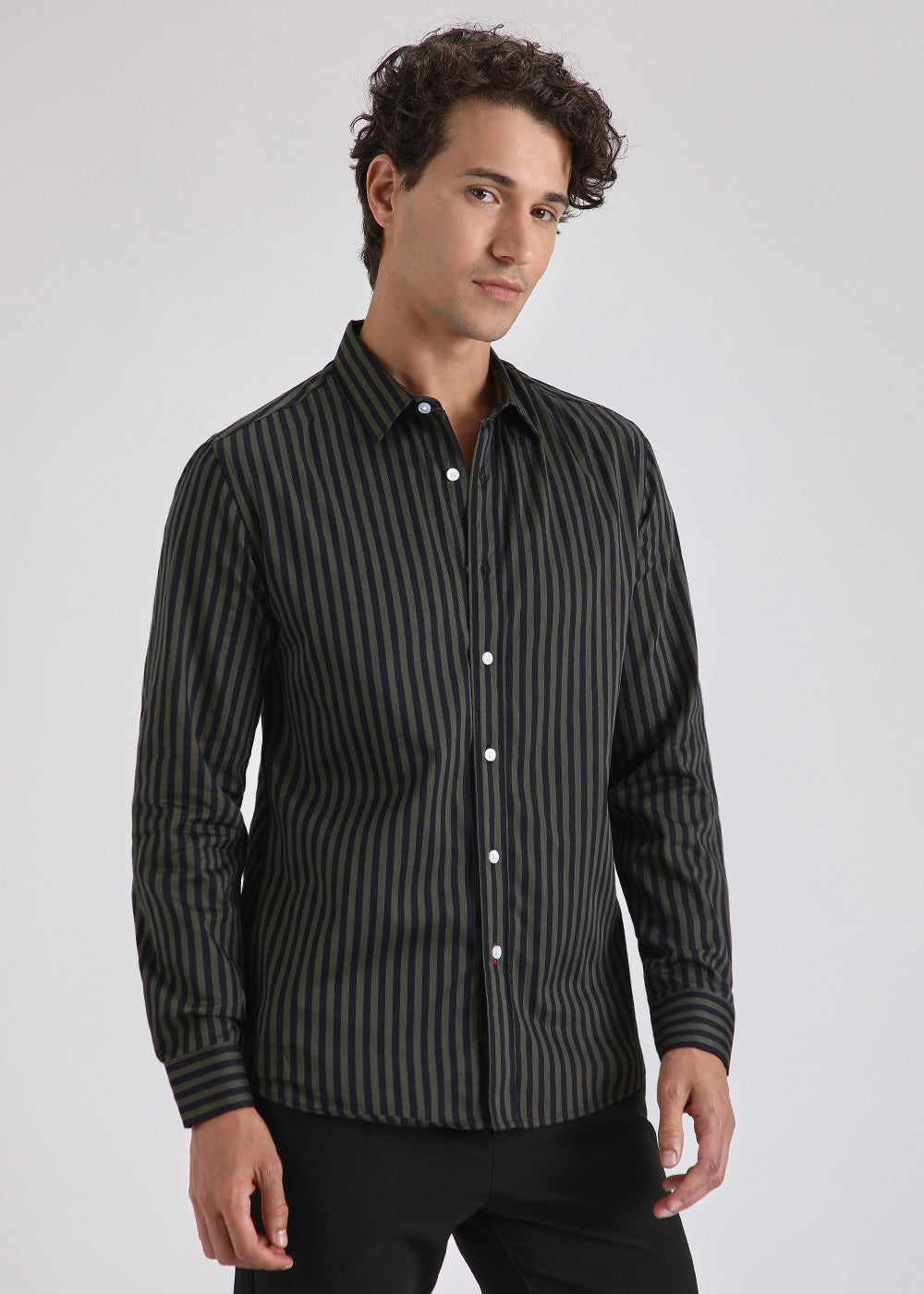 Olive Pin Stripe Shirt