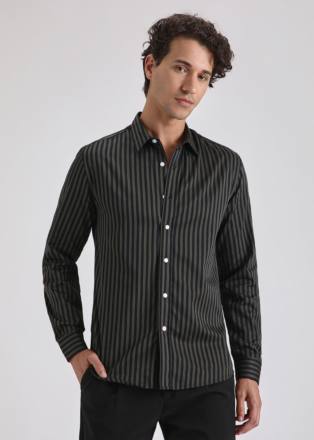 Olive Pin Stripe Shirt