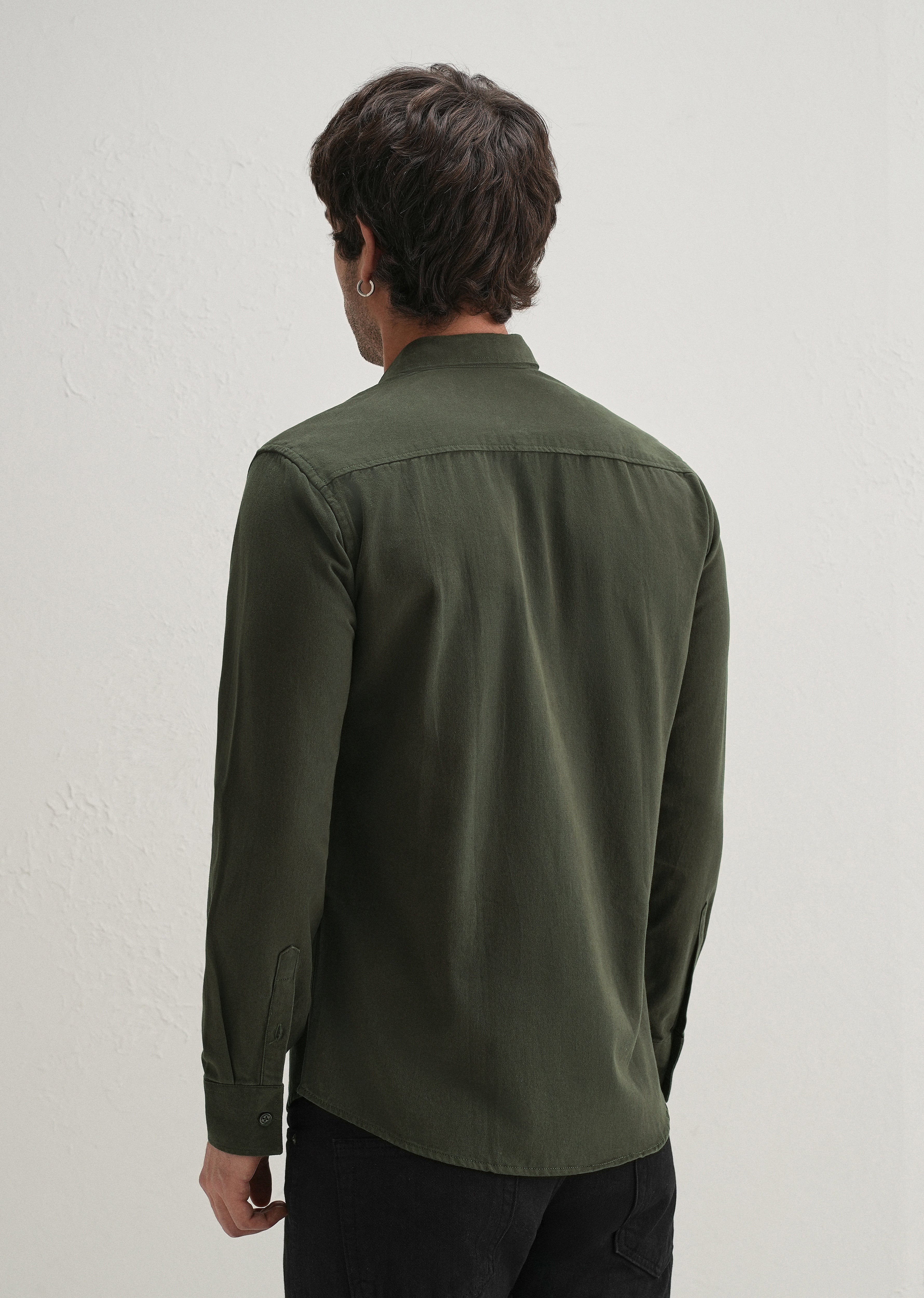 Olive Plain Double Pocket Shirt