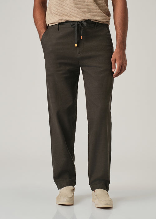 Olive Linen-Look Cotton Trousers