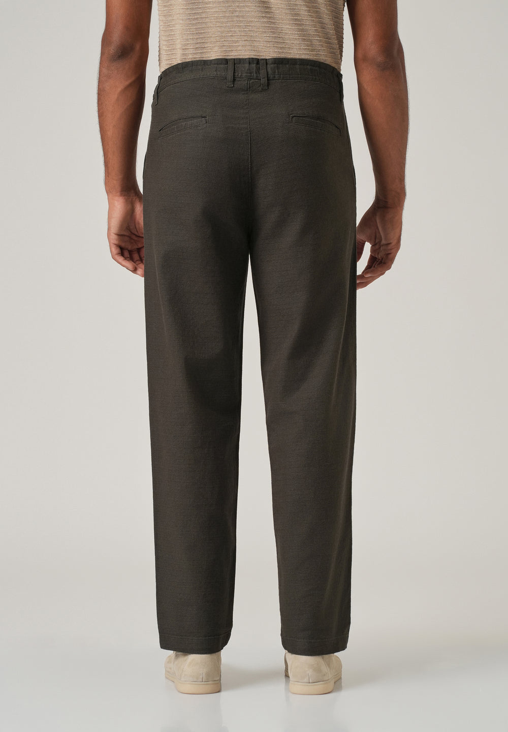 Olive Linen-Look Cotton Trousers