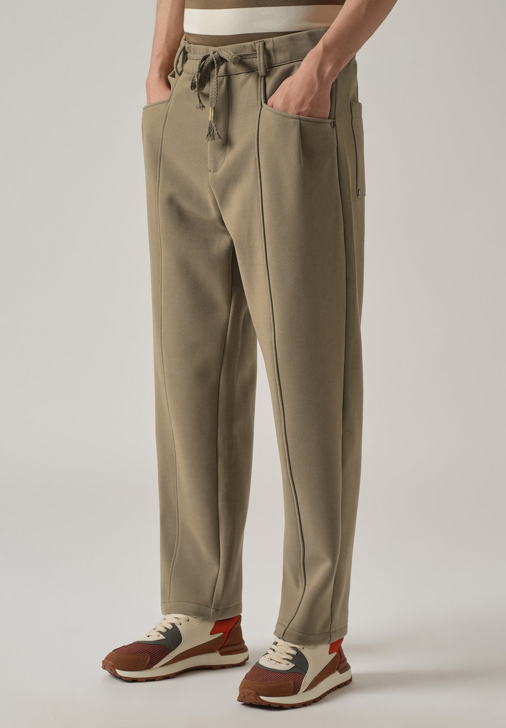 Olive Corduroy Relaxed Fit Drawstring Pant