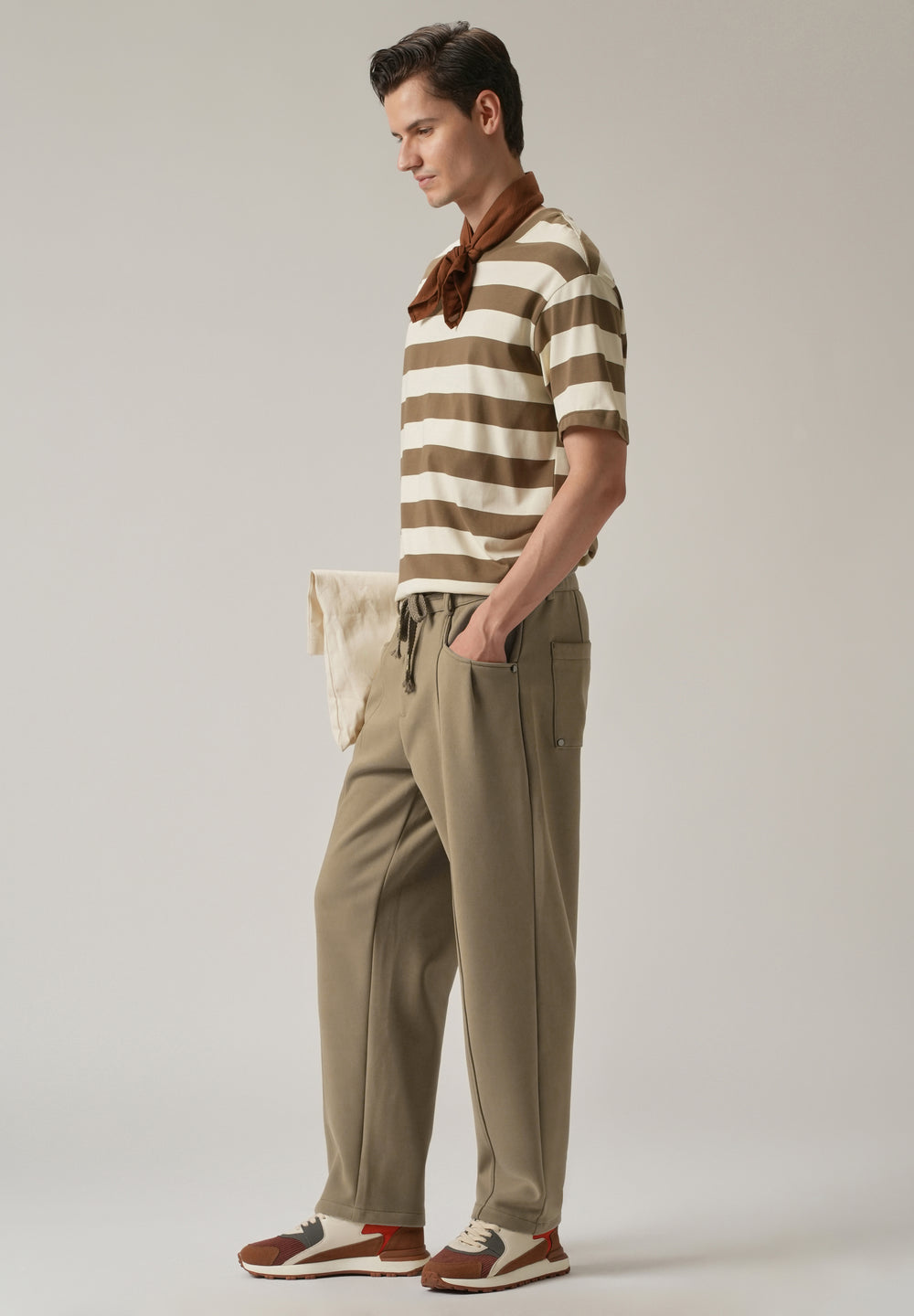 Olive Corduroy Relaxed Fit Drawstring Pant
