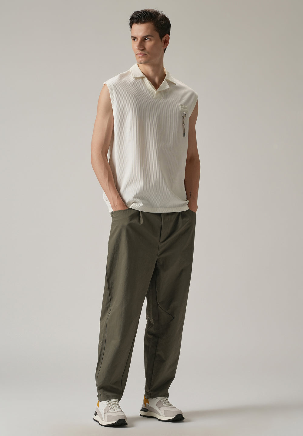 Olive Twill Relaxed Fit Pant