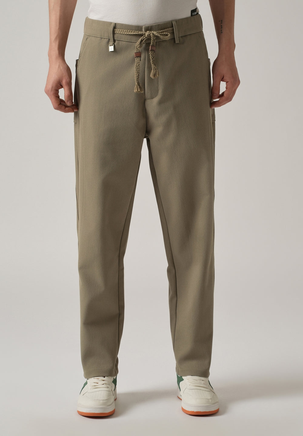 Olive Relaxed Fit Tie Waist Pant