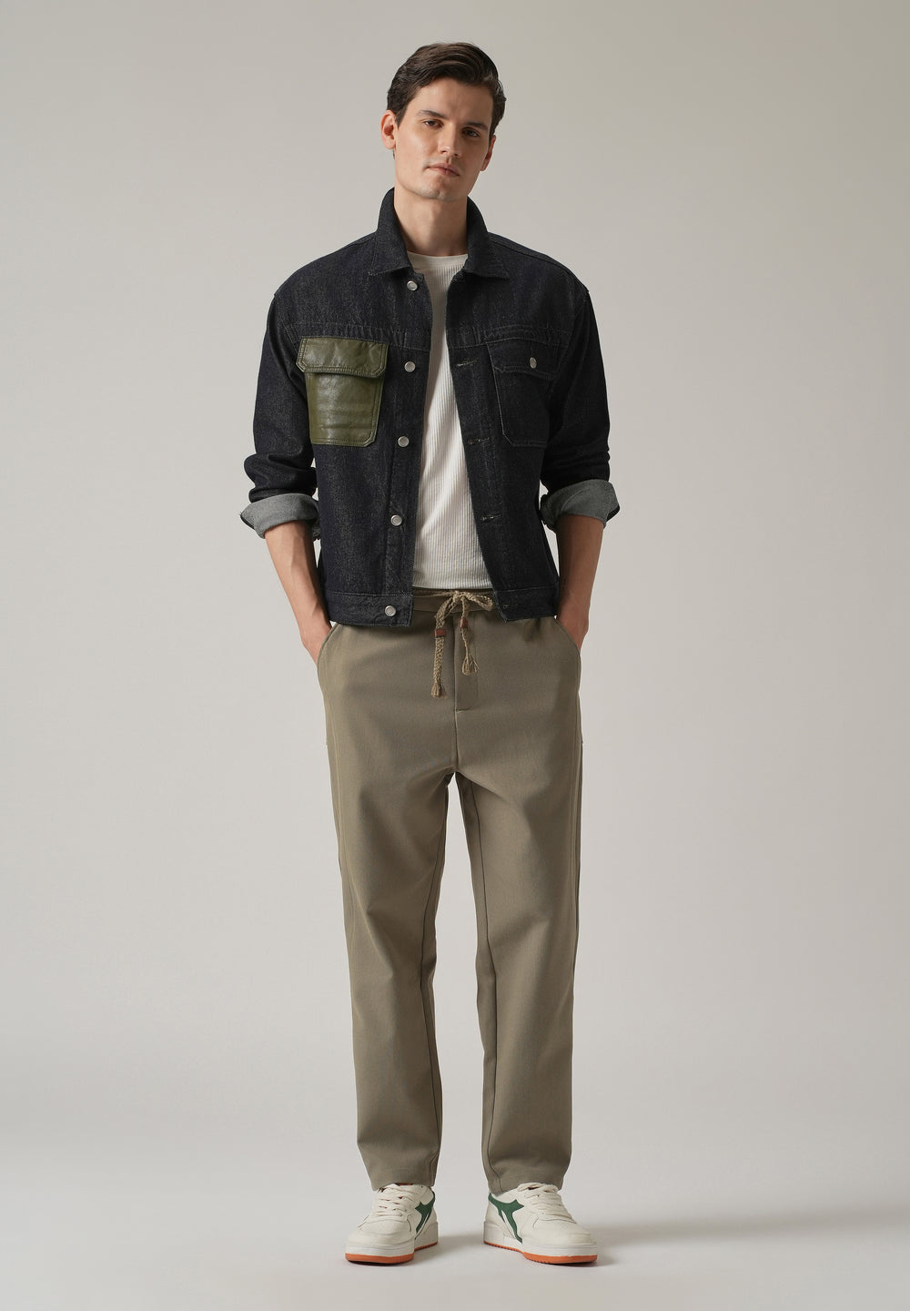 Olive Relaxed Fit Tie Waist Pant
