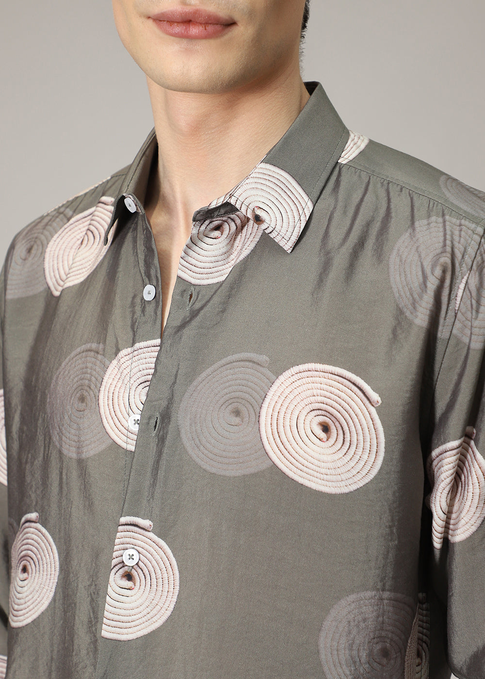 Olive Spiral Print Shirt