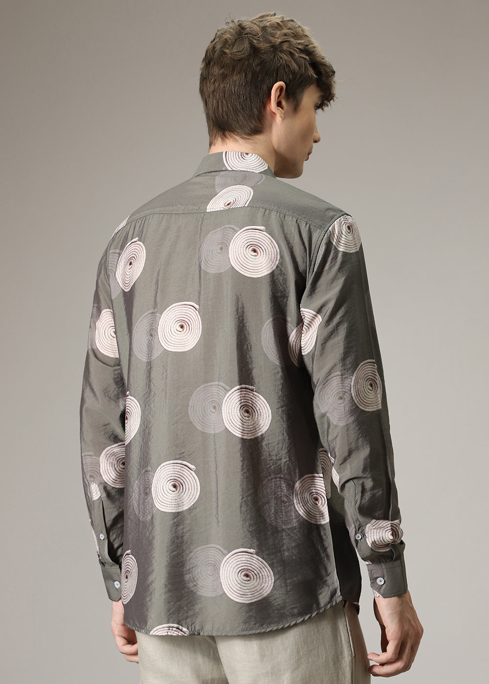 Olive Spiral Print Shirt