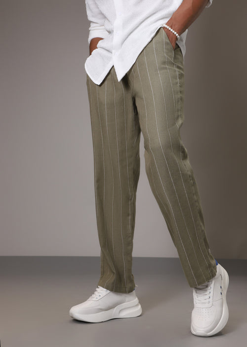 Olive Cotton Linen Pant