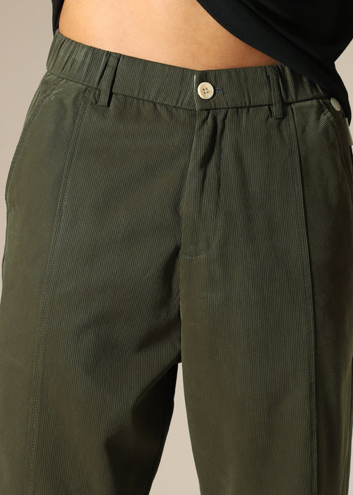 Olive Striped Relaxed Fit Trouser