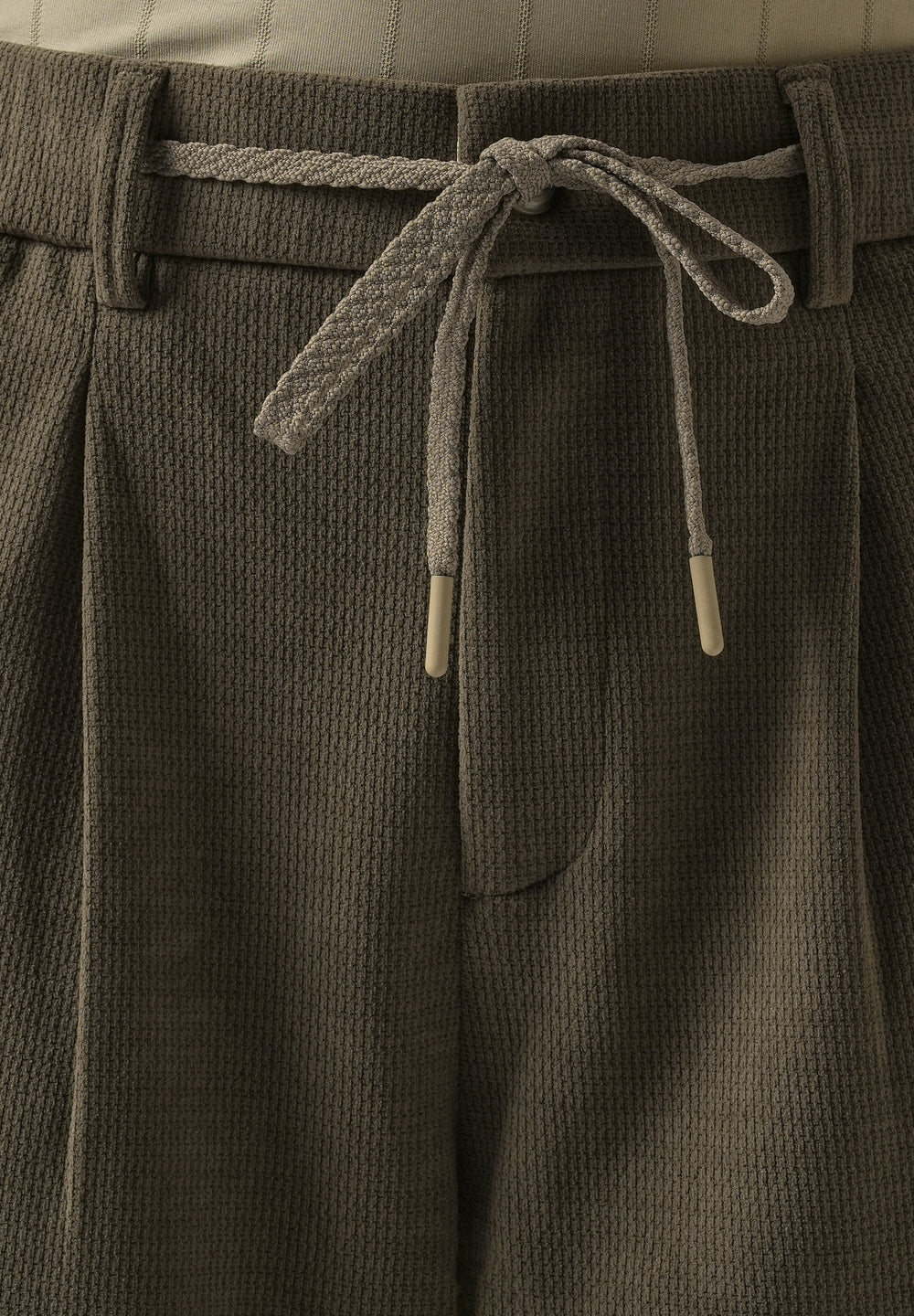 Olive Textured Suede Drawstring Pant