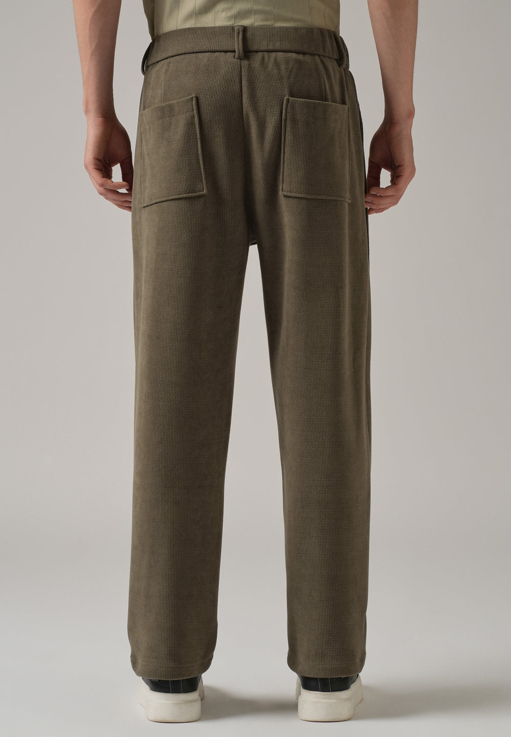 Olive Textured Suede Drawstring Pant