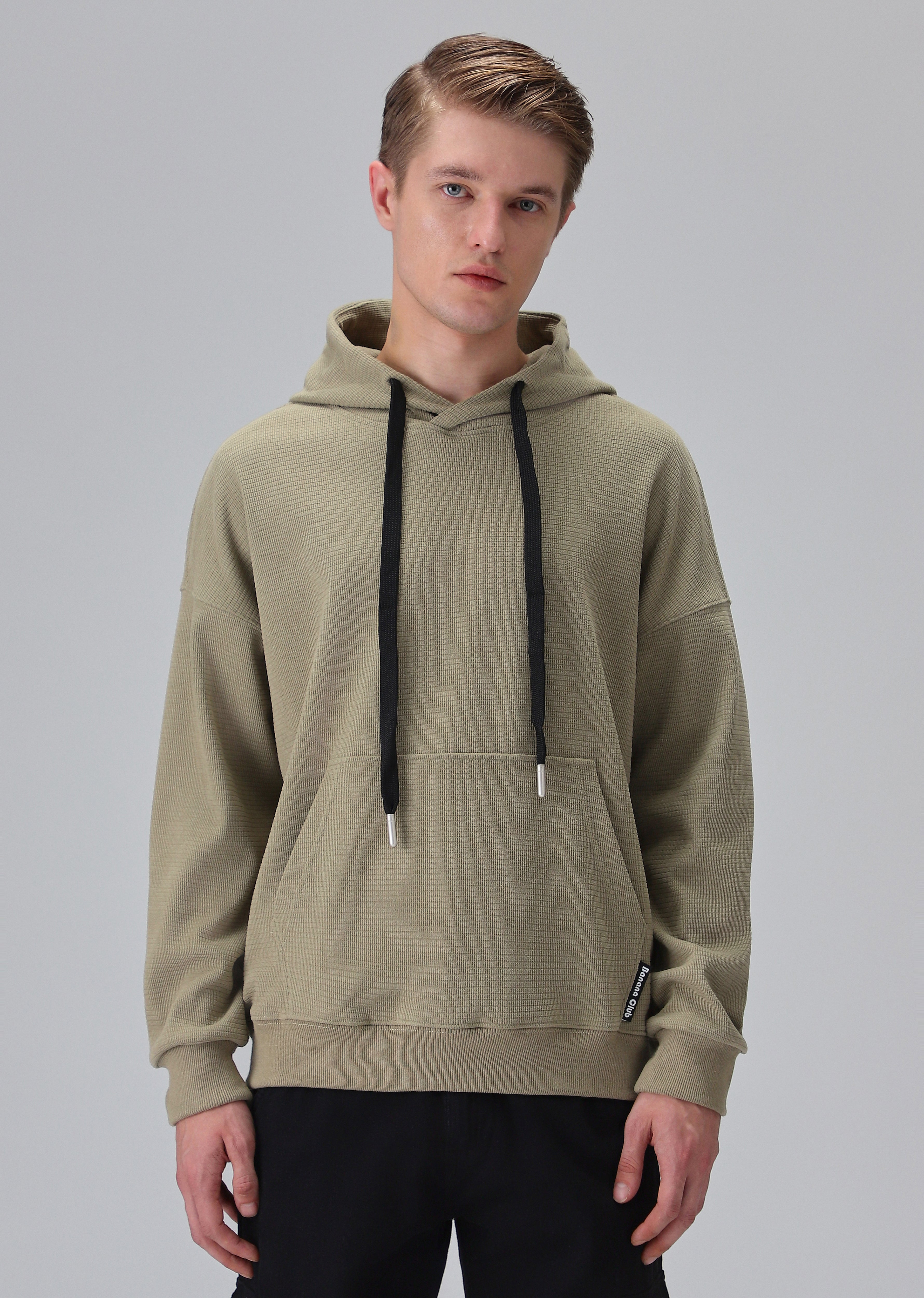 Olive Textured Hoodie