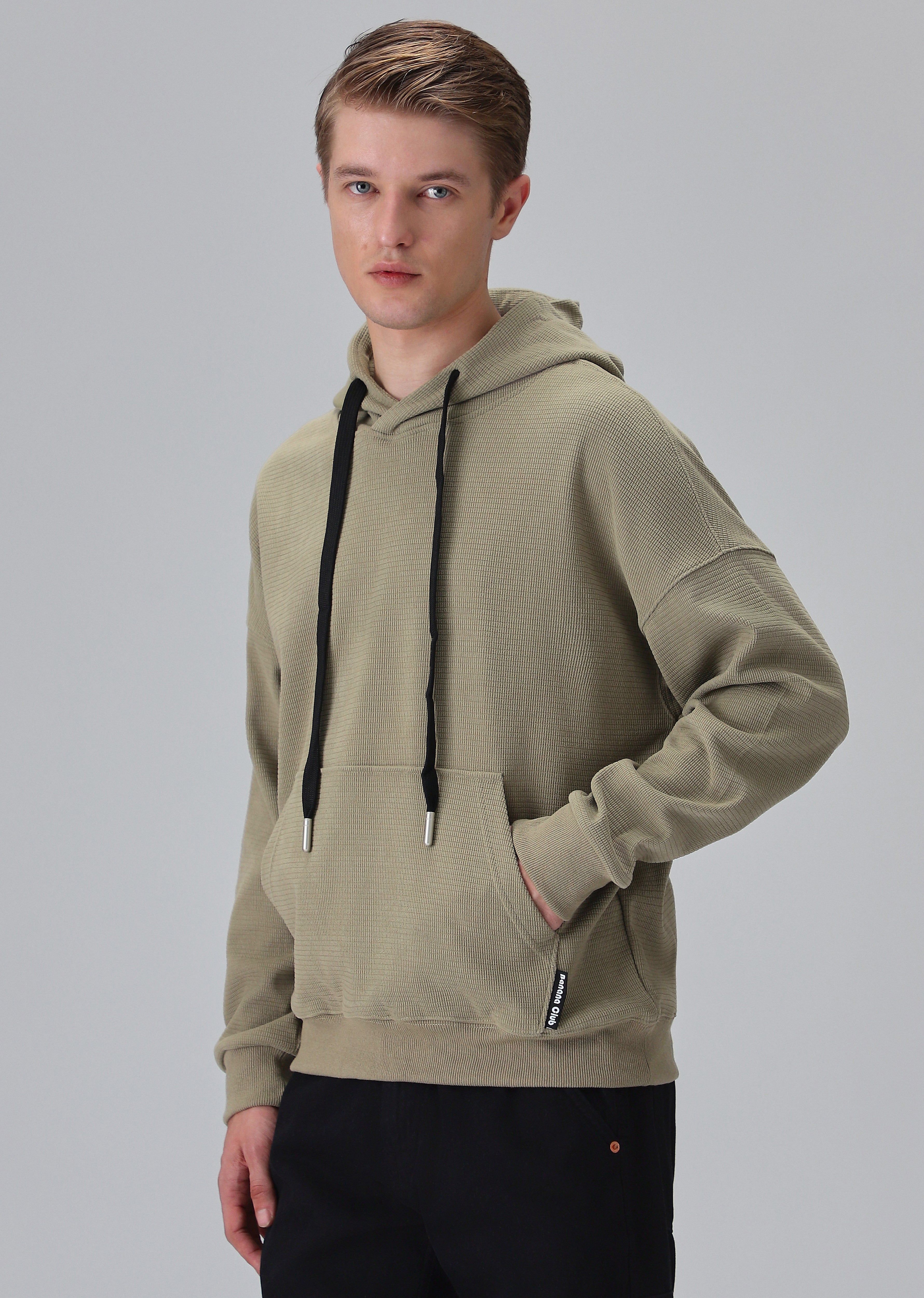 Olive Textured Hoodie