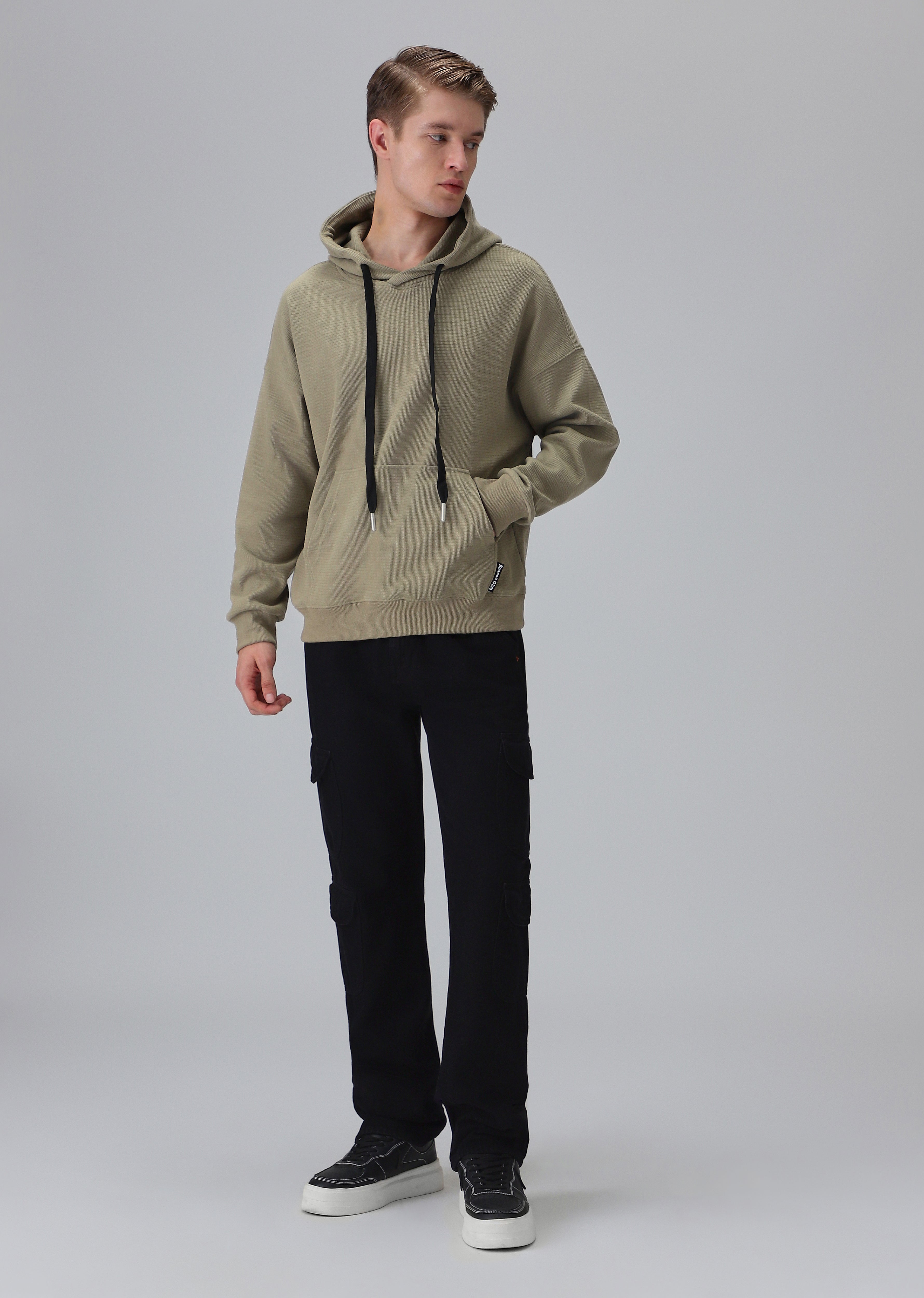 Olive Textured Hoodie