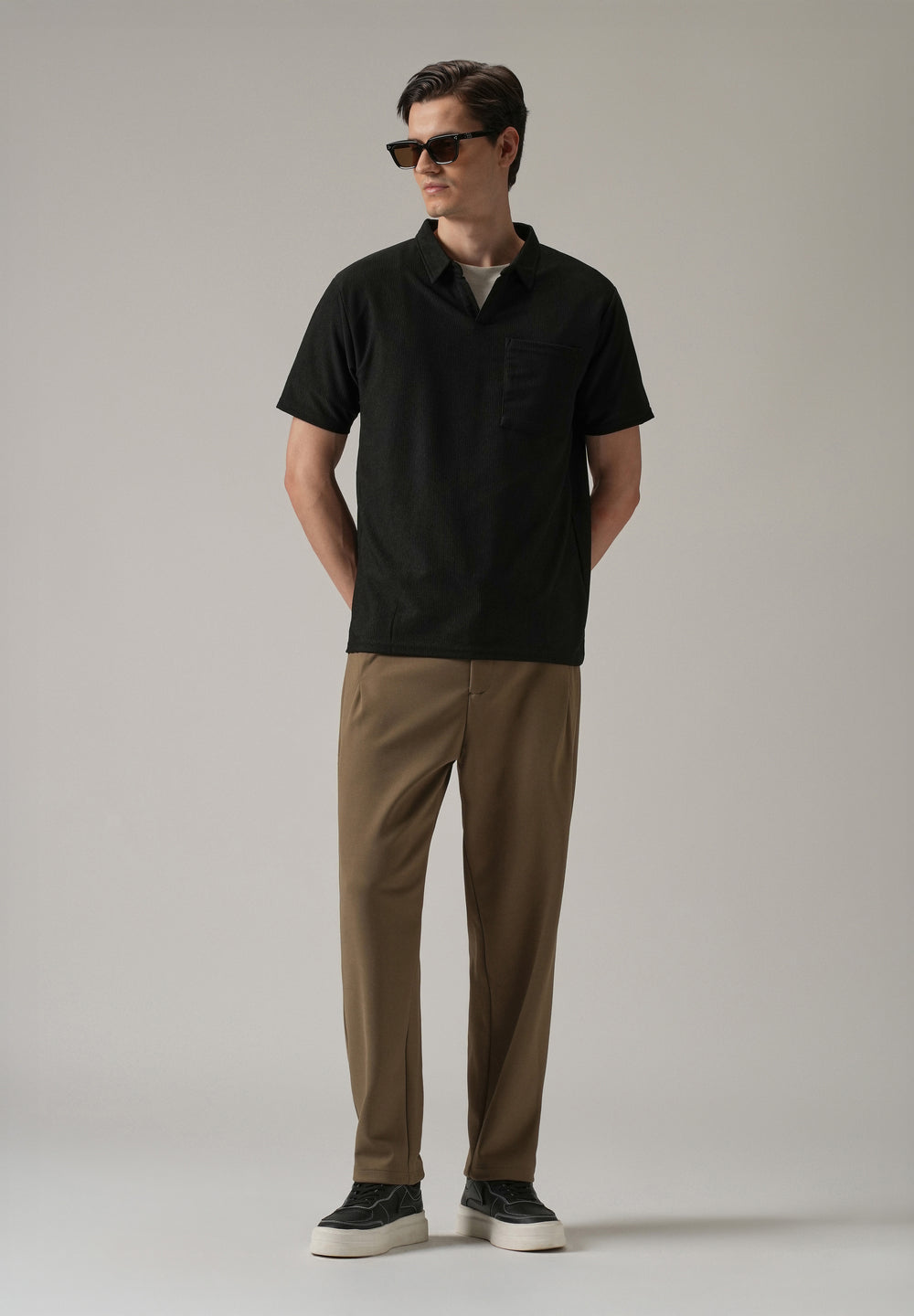 Olive Textured Stretch Pant