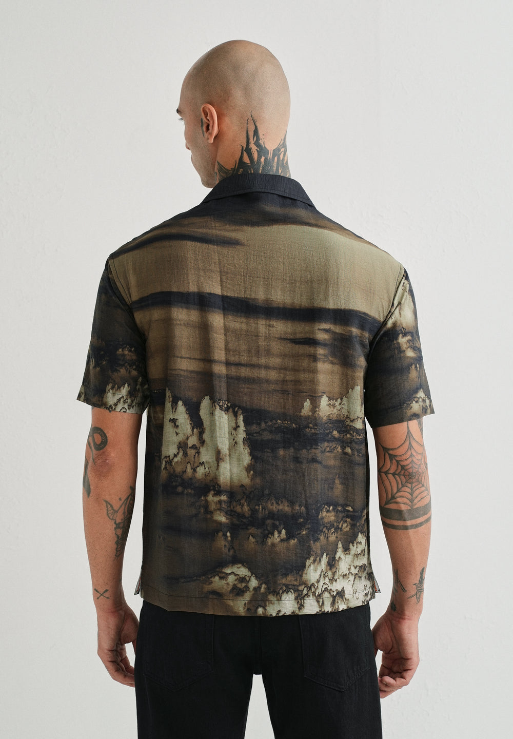 Olive Vintage Placement Print Shirt