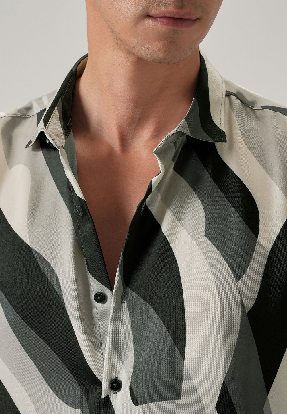 Olive Wave Print Shirt