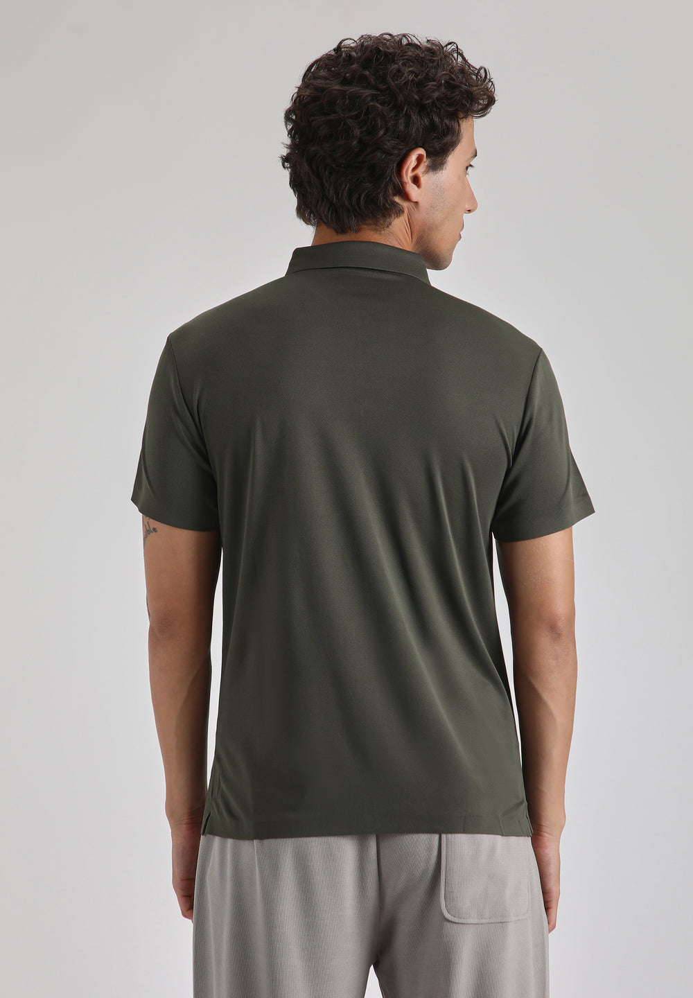 Olive Zipper Stitchless Polo T-shirt
