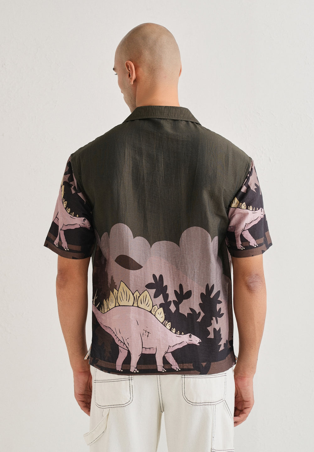Olive Dino Placement Print Shirt