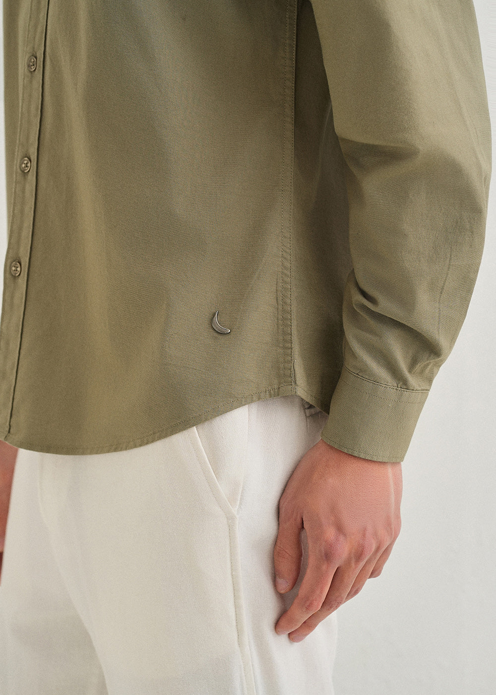 Olive Green Contrast Placket Shirt