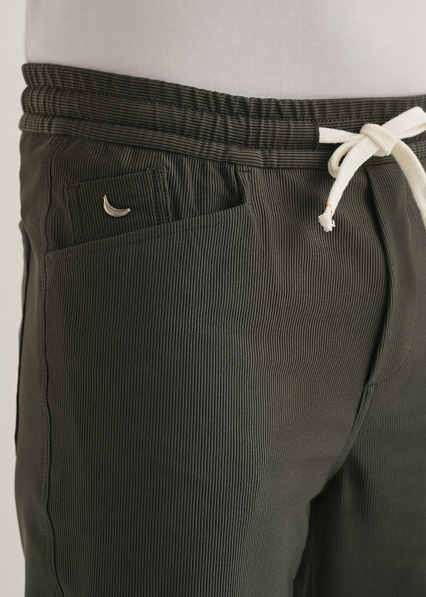 Olive Green Straight Fit Corduroy Pants