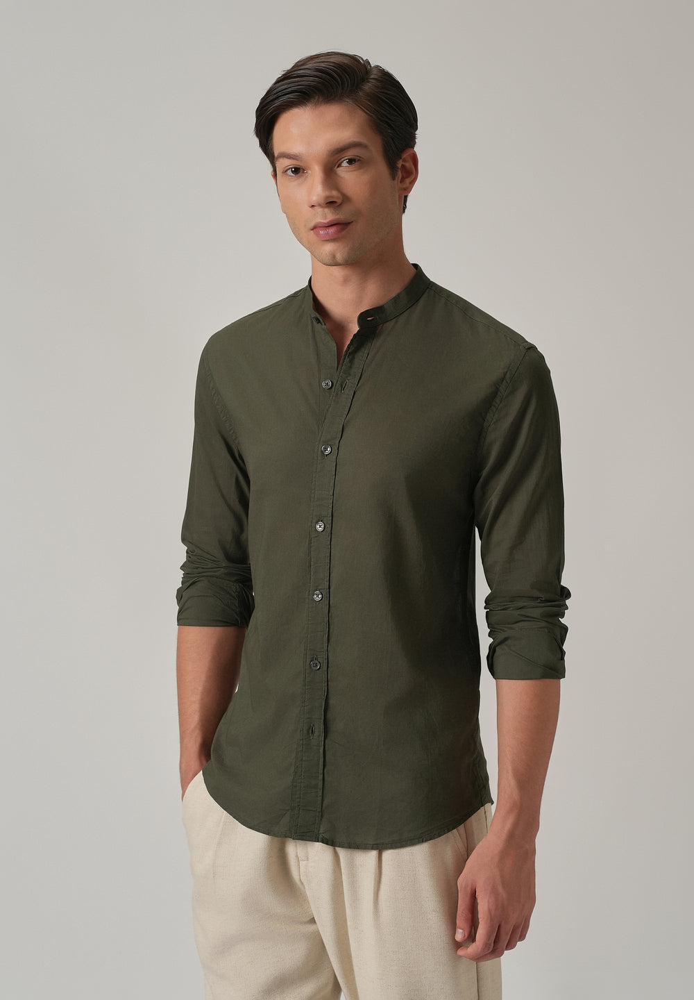 Olive Grove Plain Cotton Shirt