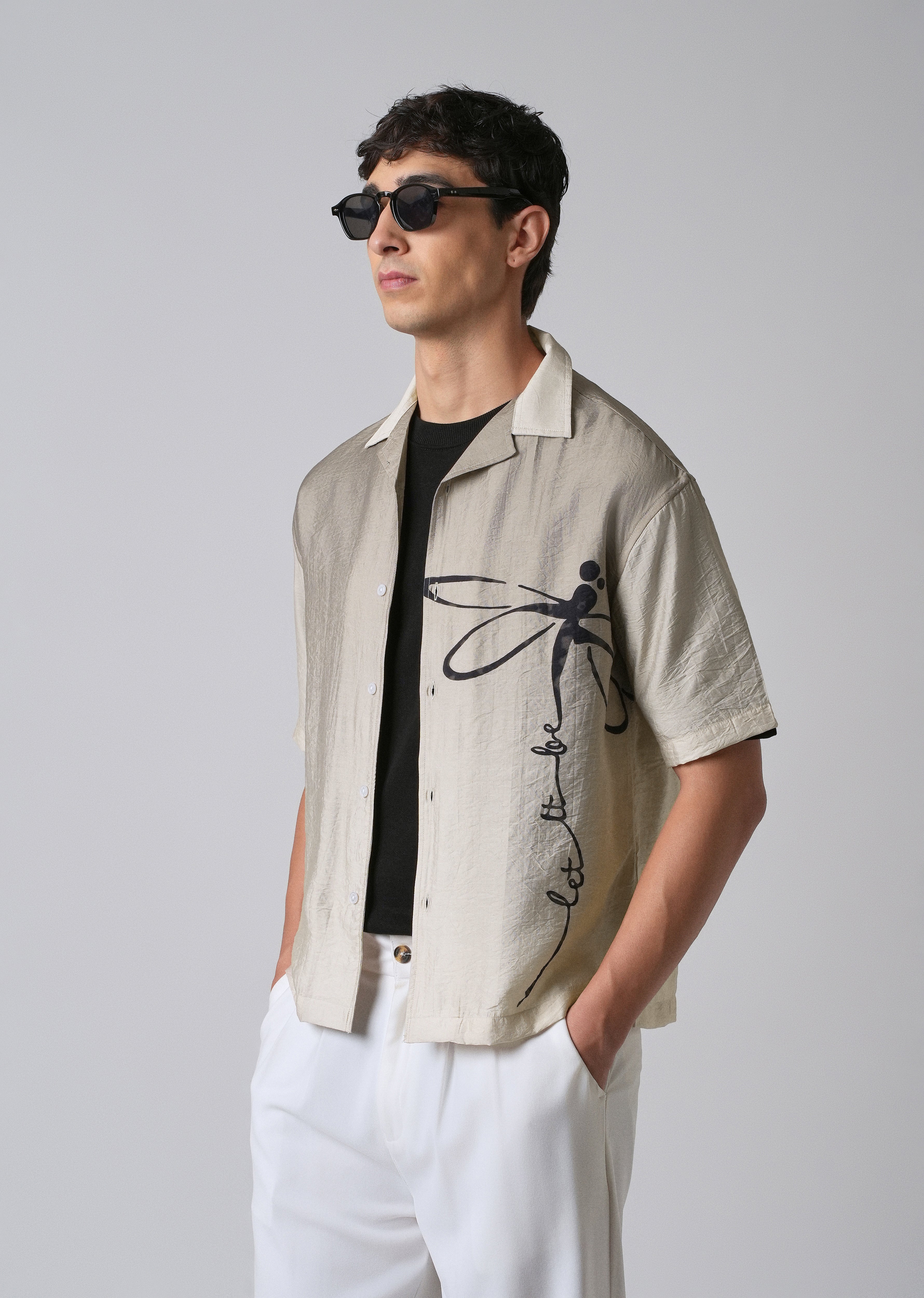 Ombre Beige Print Shirt