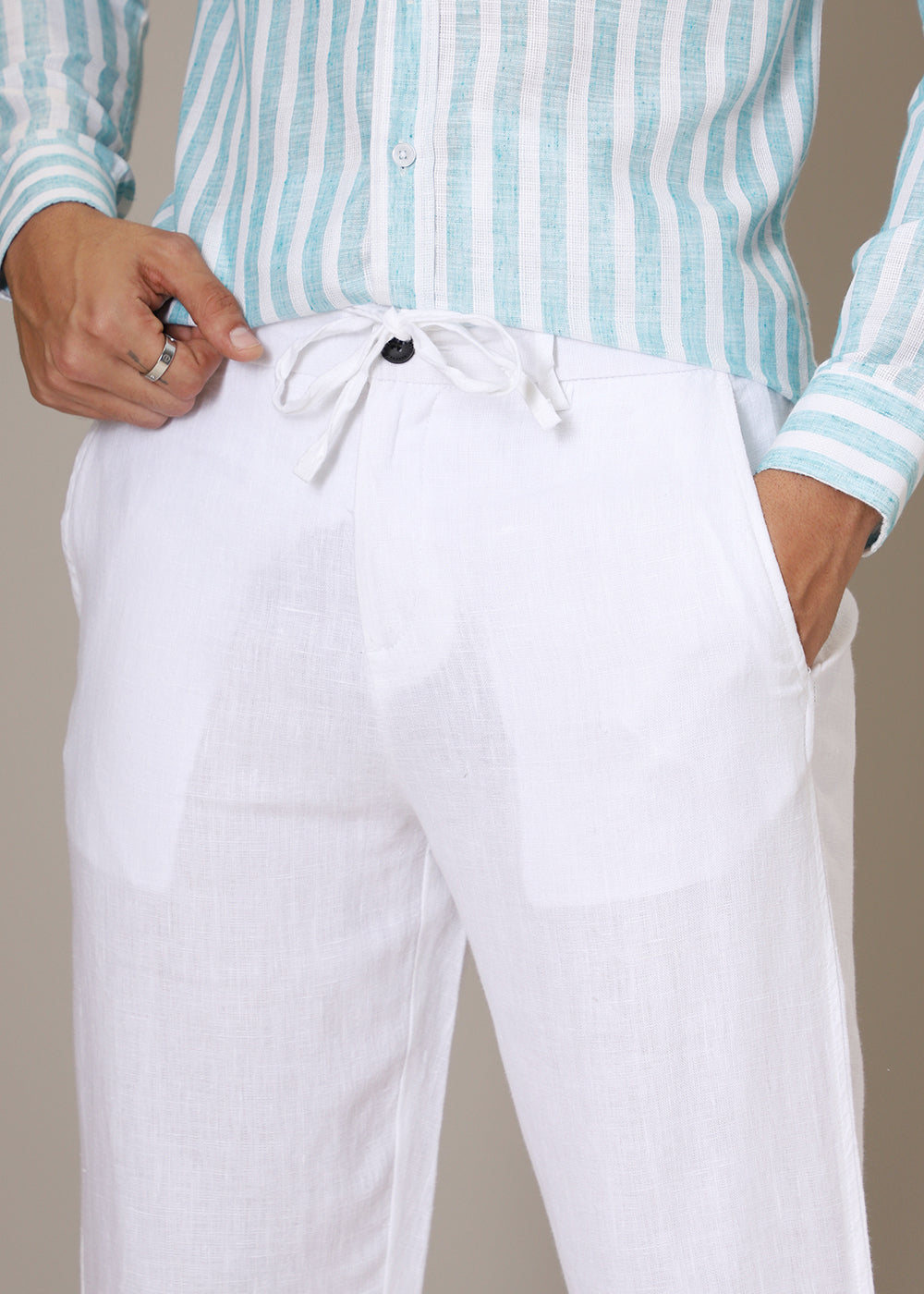 Opal White Linen Pant