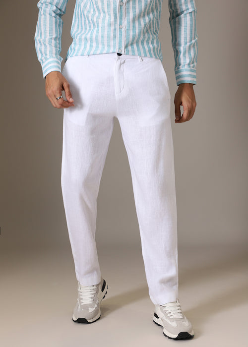 Opal White Linen Pant