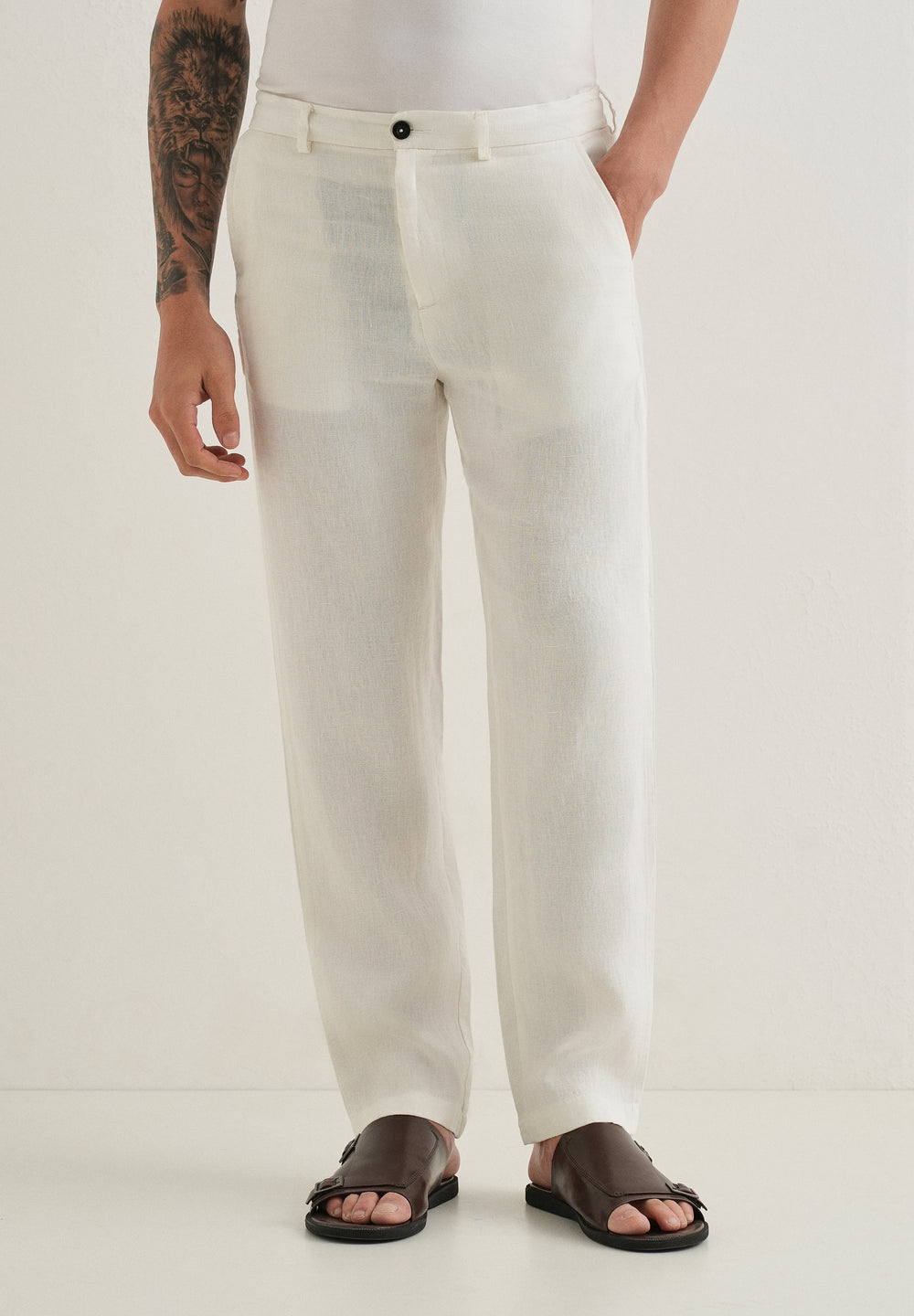 Opal White Linen Pant