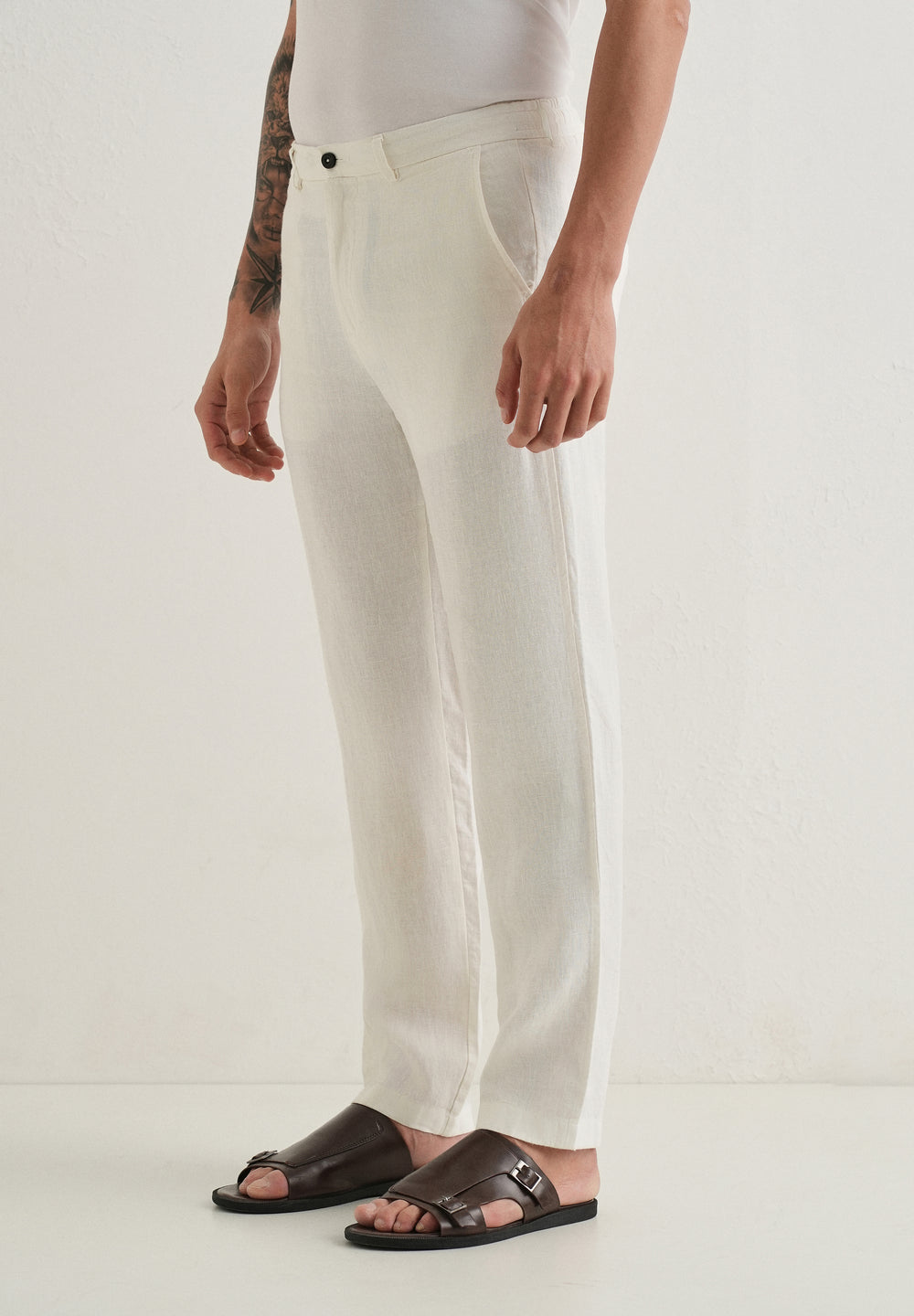Opal White Linen Pant