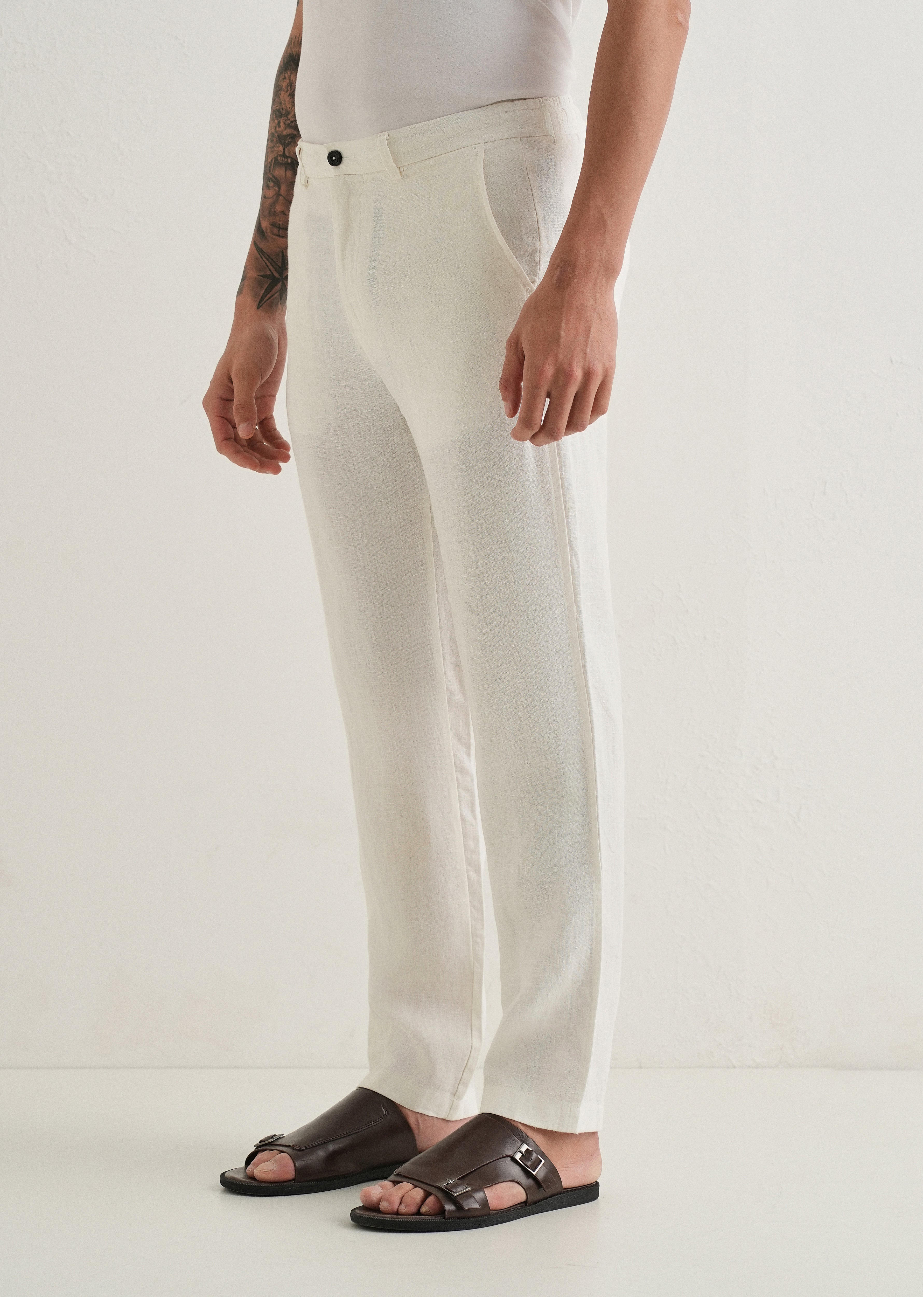Opal White Linen Pant