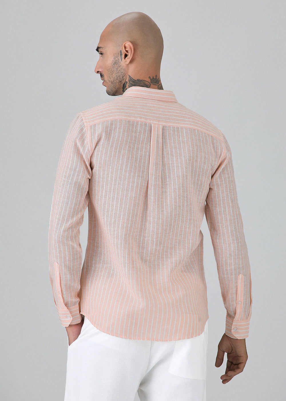 Orange Linen Stripe Shirt