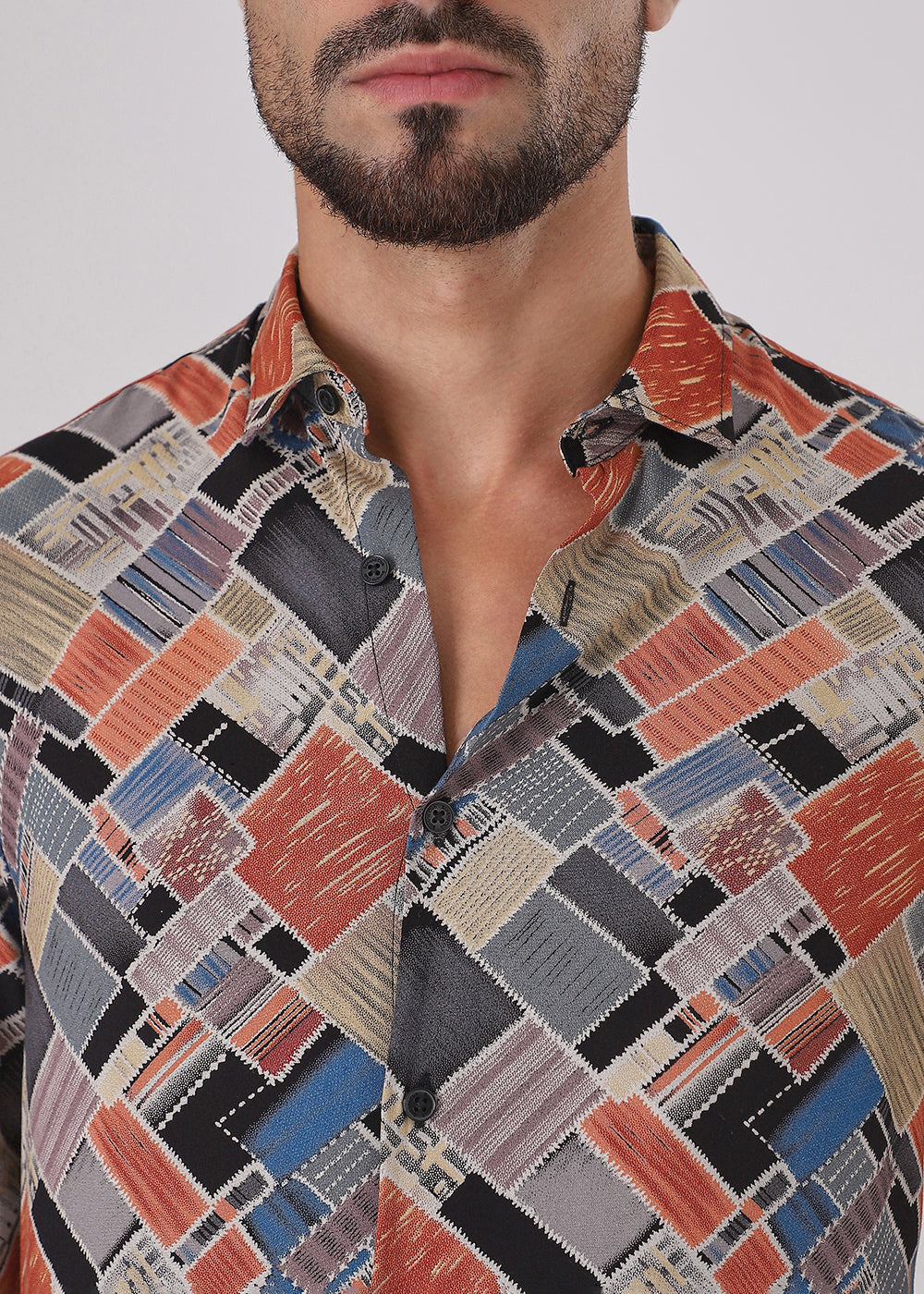 Orange Block Feather Shirt