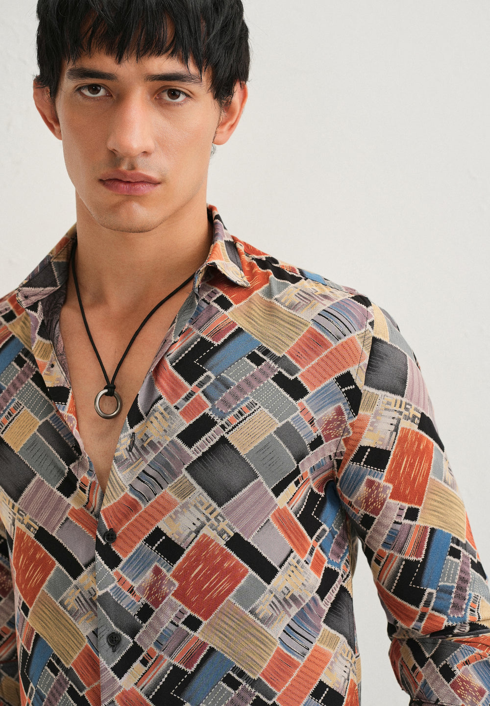 Orange Block Feather Shirt