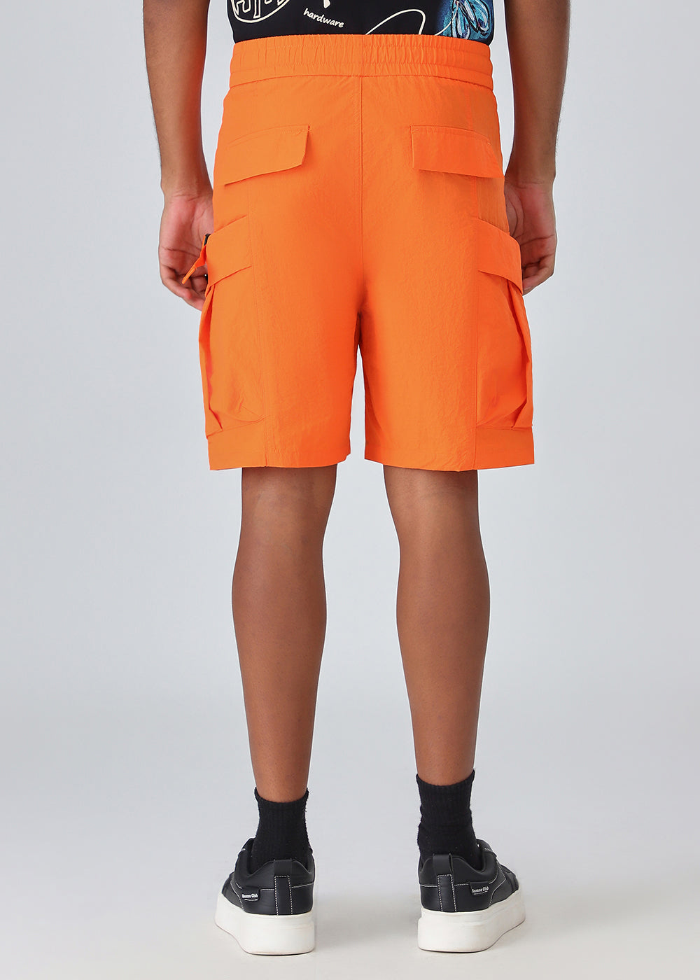 Orange Buckled Cargo Shorts