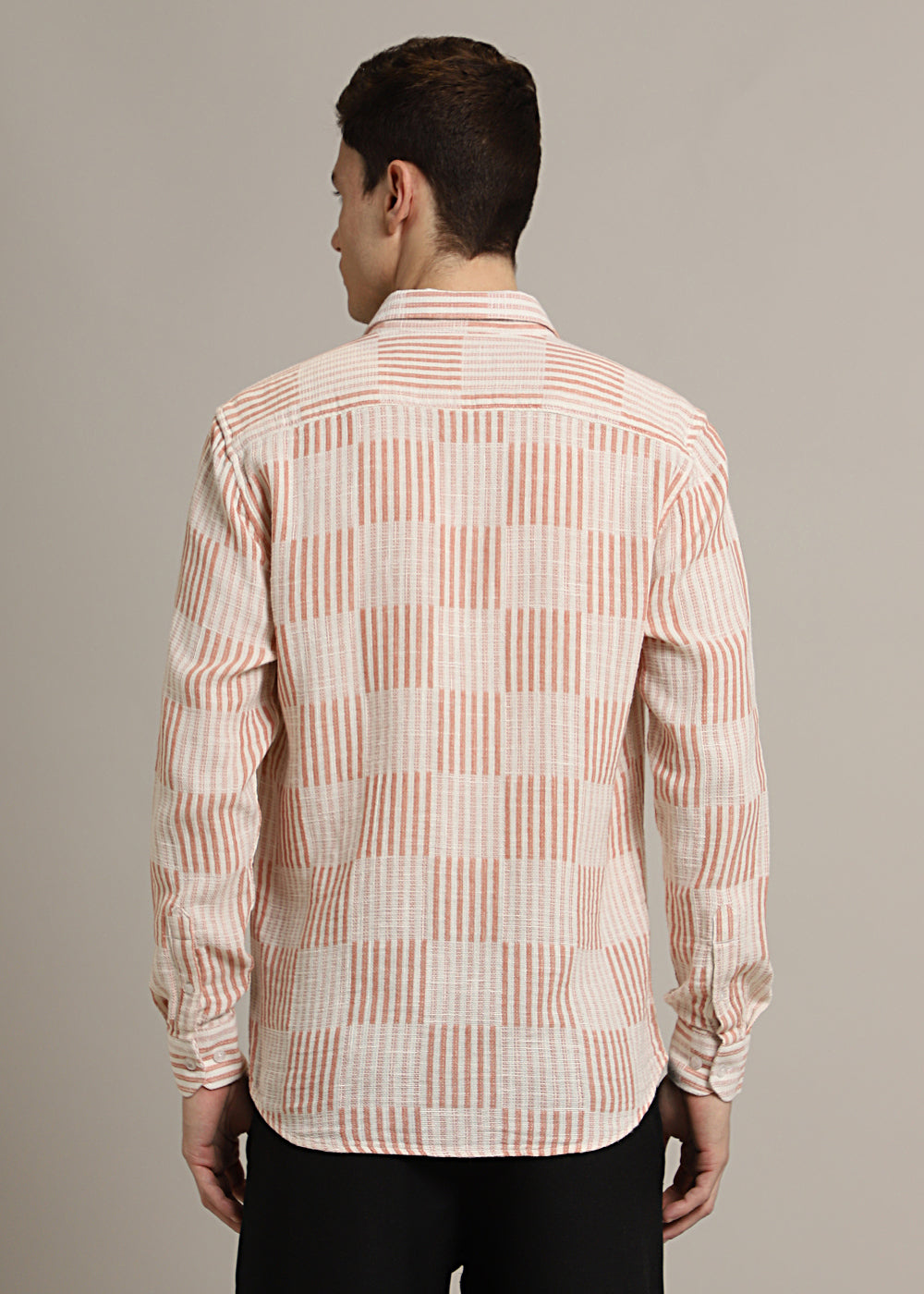 Orange Checker Textured Shirt