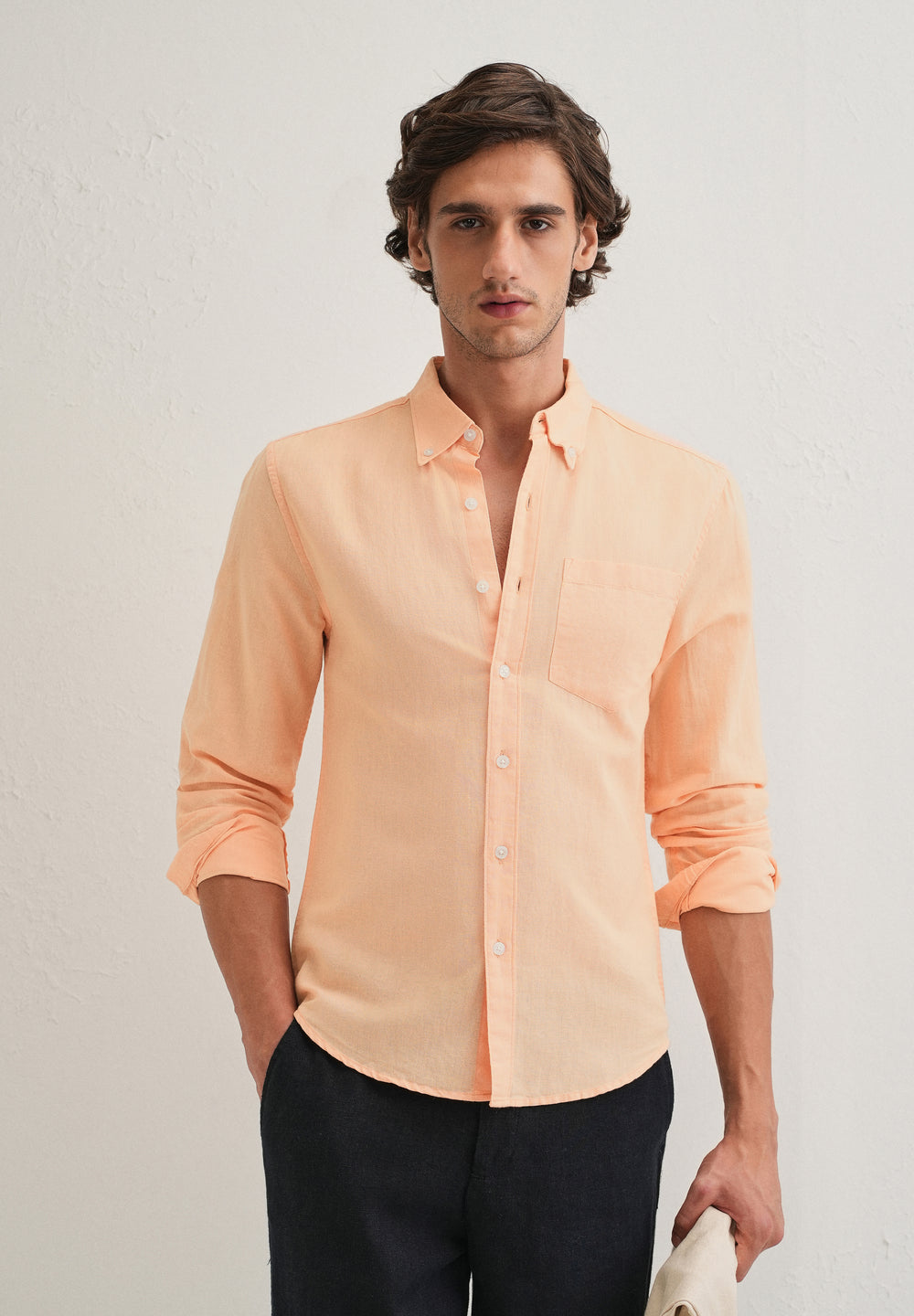 Orange Cotton Linen Shirt