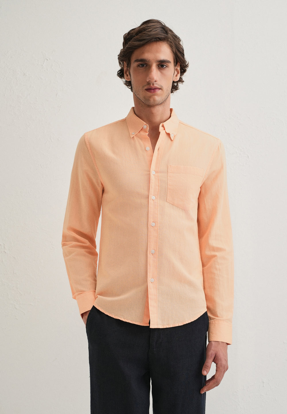 Orange Cotton Linen Shirt