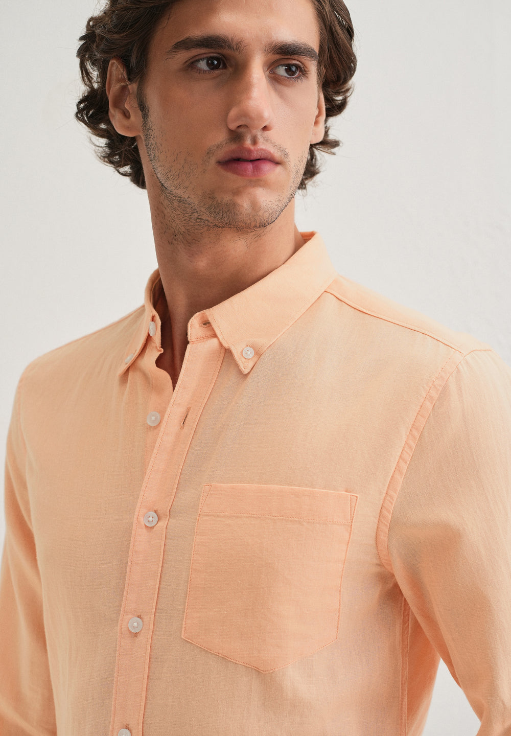 Orange Cotton Linen Shirt