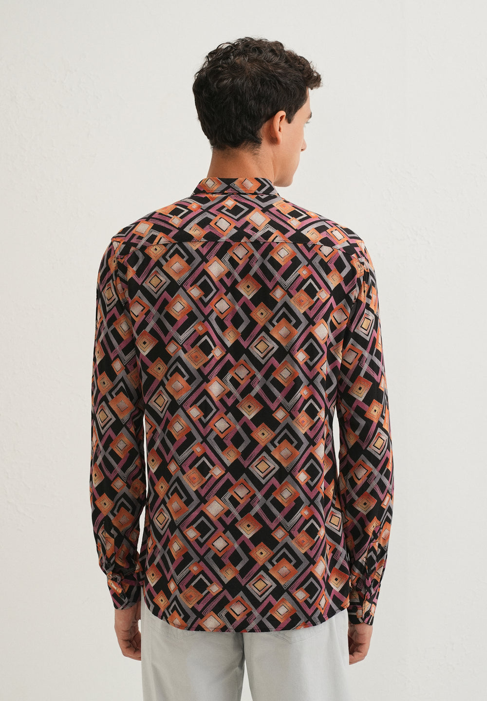 Orange Geometric Feather Shirt